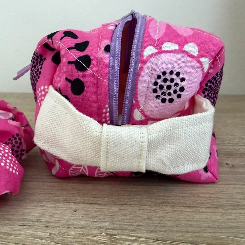 Handmade Pink Mickey Large Zipper Pouch Cosmetics Makeup Bag - New Item